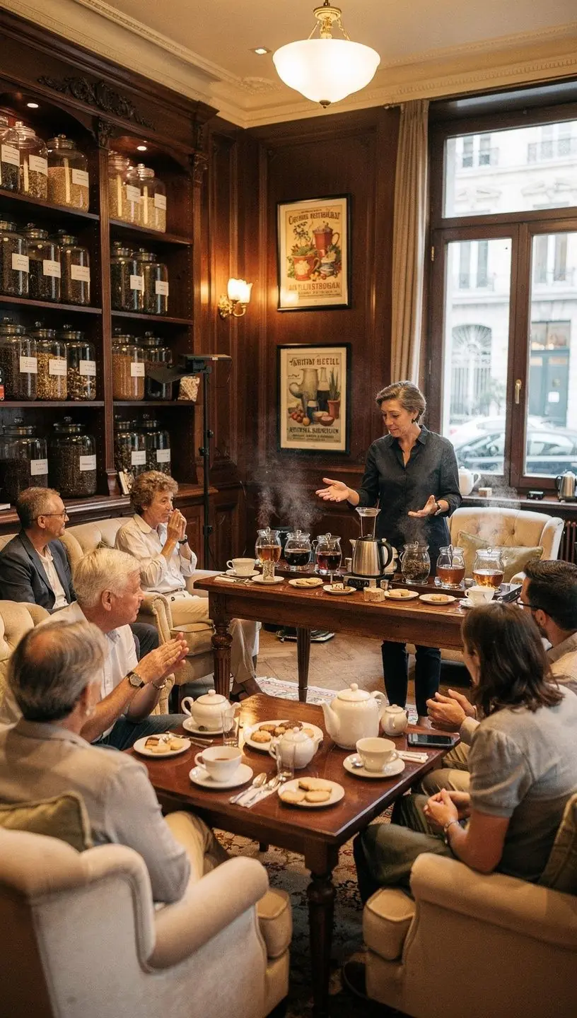 Tasse de thГ© Earl Grey avec une rondelle de bergamote sur une table en bois.